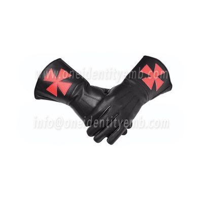 Knight Templar Black Leather Gloves